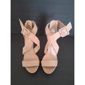 Dream Pairs Beige Strappy Open Toe Stilettos, Size 7